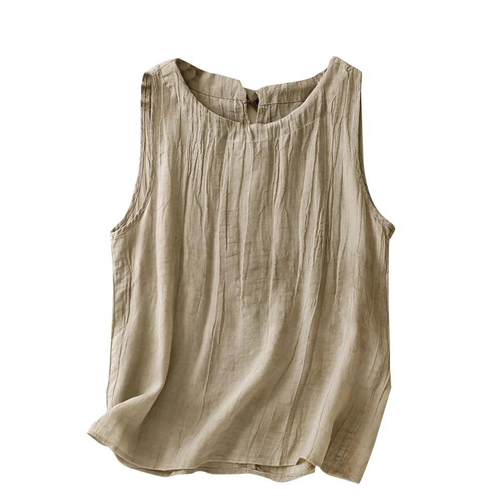 Women's Cotton Linen Tank Tops V Neck Casual Loose